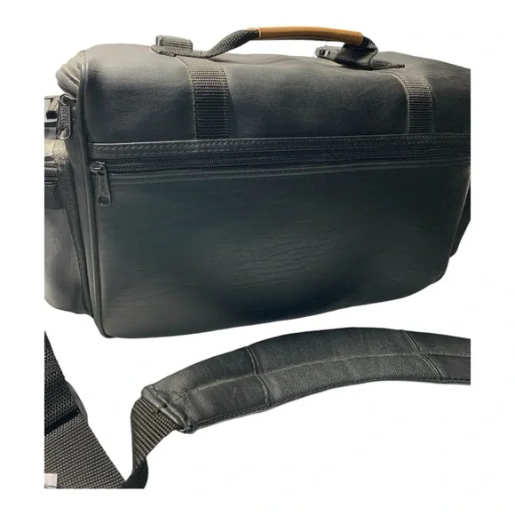 Solidex Black Leather Camera Video Equipment Bag with Gold Warranty